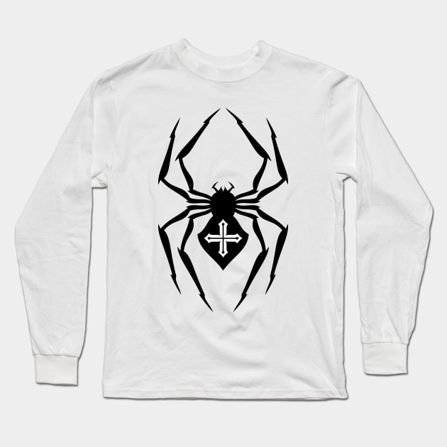 Black Spider with Cross Long Sleeve T-Shirt by DmitryMayer